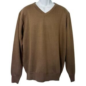 Leonardo Gavino Chocolate Brown V-Neck Men's Sweater size XL Basic Professional
